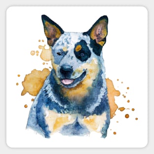 Australian Cattle Watercolor Painting - Dog Lover Gifts Magnet